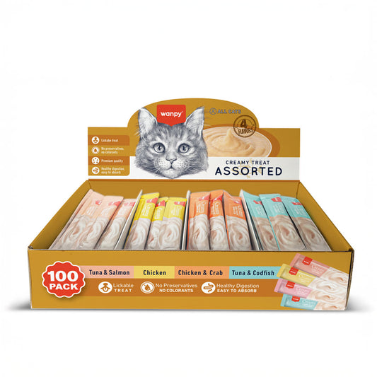 Wanpy 100'lü Karışık Kedi Krema Ödül Maması 100x14 gr
